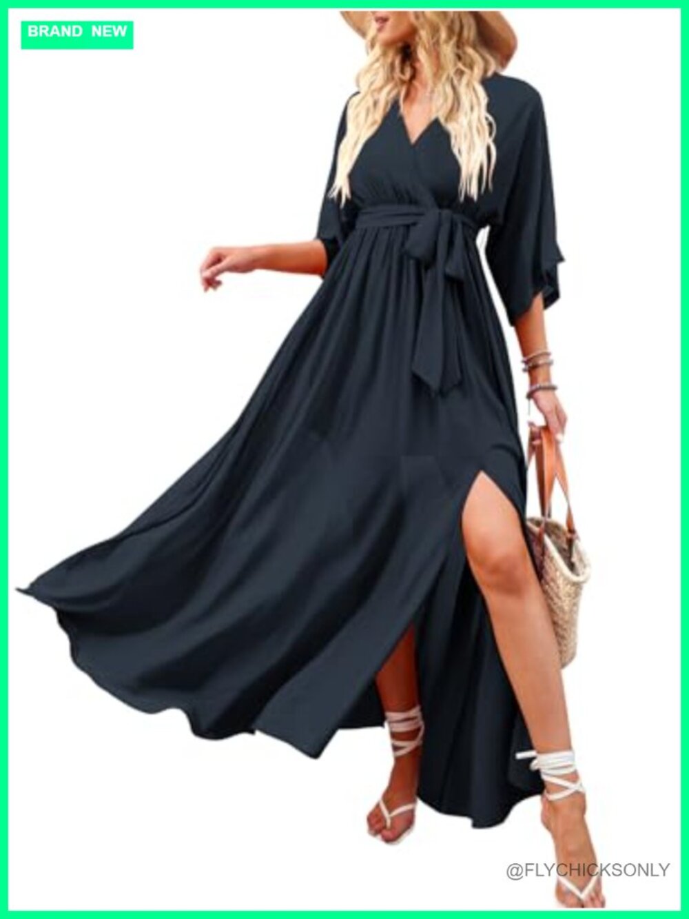 Womens Boho Floral Maxi Dress V-Neck Wedding Guest Chiffon Lined